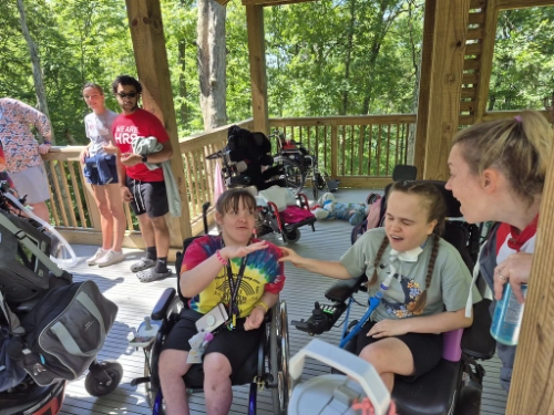 Waiting to zipline